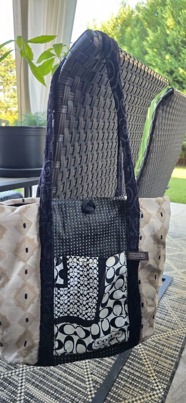 Coach Patchwork / Hobo Bag Purse With a Coach Scarf - Picture 5 of 13